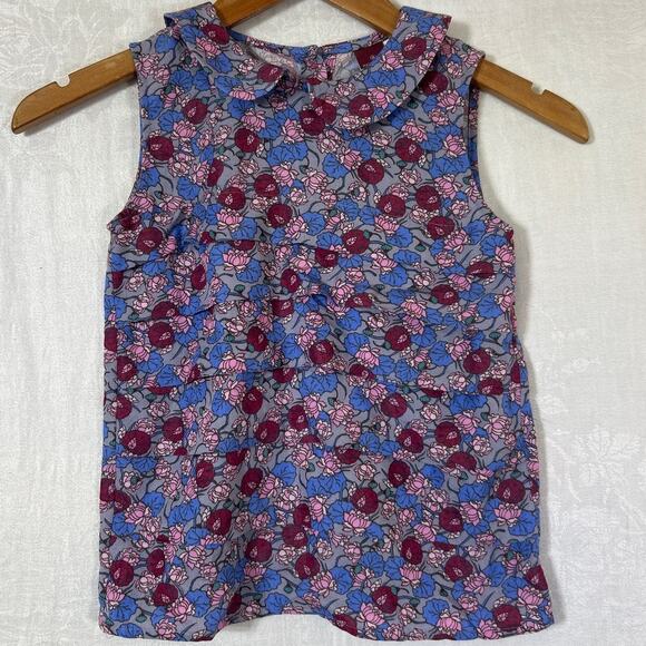 Matilda Jane Ruffle Top 8 Gray Blue Pink Floral Character Counts - Picture 1 of 9